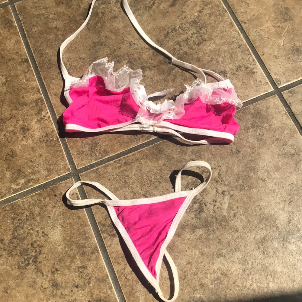 Pink sexy bra and thong